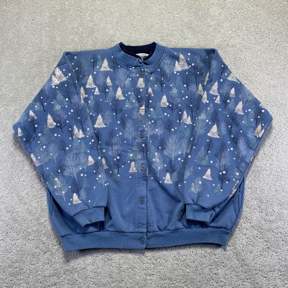Vintage National Wildlife Federation Sweatshirt Womens Small? Blue‎ Tree Print